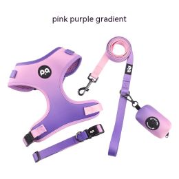 Pet Dog Hand Holding Rope Strap Suit (Option: Pink Purple Gradient Color-M)