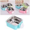 Stainless Steel Pet Crate Bowl Removable Cage Hanging Bowls with Bolt Holder for Pets