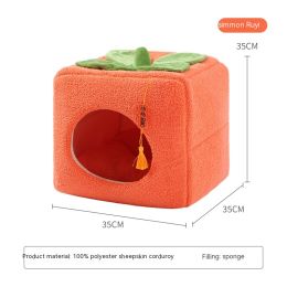 Lucky Persimmon Festive Gift Box Warm Pet Cat Nest (Option: Lucky Persimmon Square Nest)