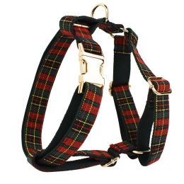 Christmas Pet Collar Plaid With Green Background Dog Rope Leash Suit (Option: Dog Vest-XS)