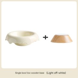 High Leg Ceramic Cat Food Bowl (Option: Light Beige-Low base)