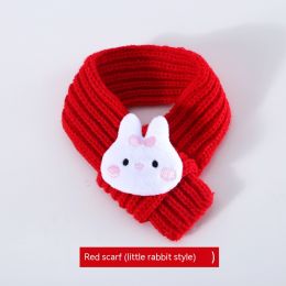 Pet Cat Small And Medium Size Felt Rabbit Ears Beret Rabbit Headwear Warm Hat (Option: Red Rabbit Scarf S 36cm)