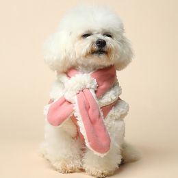 Winter Warm Vest Cat Scarf Pet Clothes (Option: Pink Vest Scarf-S)