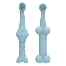 Silicone Cat And Dog Toothbrush (Option: Blue-Fish shaped toothbrush set)