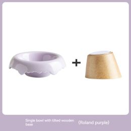 High Leg Ceramic Cat Food Bowl (Option: Roland Purple-Inclined base)