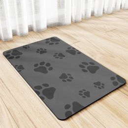 Pet Feeding Mat Dogs And Cats Placemat Washable And Reusable Dog Training Absorbent Urine Pad Quick-drying (Option: Paw Gray-L 40x60cm)