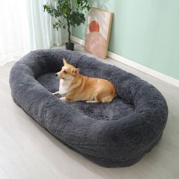 Pet Pad Plush Winter Warm Large Pet Bed Removable And Washable (Option: Dark Gray-180X105X32CM)