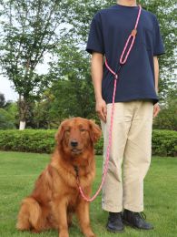 Pet Multifunctional Adjustable Reflective Hand Holding Rope (Option: Rose Red-XL)