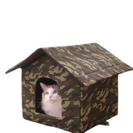 Household Rain-proof Winter Warm Removable And Washable Cat Nest (Option: Army Green-S)