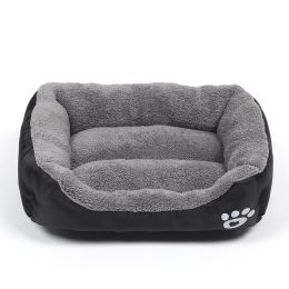 Pet Cushion Mat Square Four Seasons Universal Winter Fleece-lined Warm Dogs And Cats (Option: Black-M)