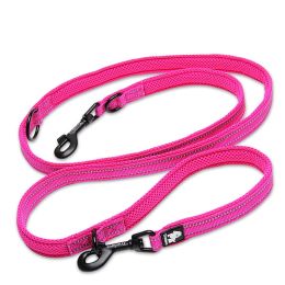 Pet Dog Multi-functional Hand Holding Rope Double-headed Outdoor Chain Crossbody Polyester Reflective (Option: Rose Red-L)