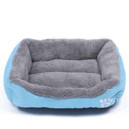 Pet Cushion Mat Square Four Seasons Universal Winter Fleece-lined Warm Dogs And Cats (Option: Sky Blue-XL)