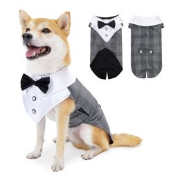 Holiday Wedding Party Dog Clothes (Option: Gray Plaid-L)