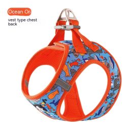 Dog Vest Strap Hand Holding Rope Breathable Lightweight (Option: Ocean Orange-L)