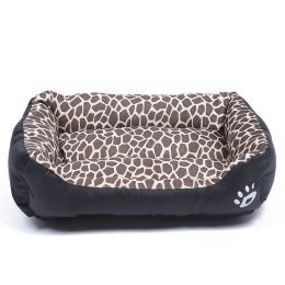 Pet Cushion Mat Square Four Seasons Universal Winter Fleece-lined Warm Dogs And Cats (Option: Leopard Print-XL)