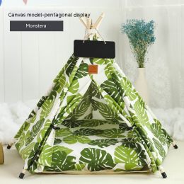 Pet Tent Cat House Removable And Washable Kennel Cat Villa Semi-enclosed Insulation Cat Nest Foldable Cat Tents (Option: Style M-L)